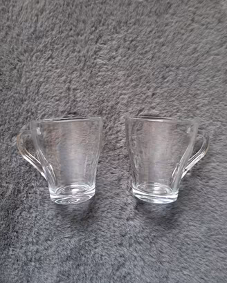 Set di 2 Tazze in Vetro Trasparente con Manico