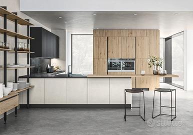 Cucina con Penisola e Doppia Colonna – L.7280 mm