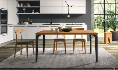 Tavolo "Minimal" EXPO' massello/acciaio 180x90cm