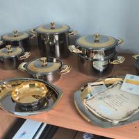 Batteria Pentole e vassoi oro zecchino