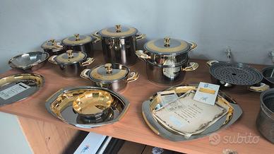 Batteria Pentole e vassoi oro zecchino