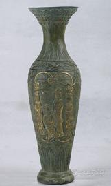 Antico vaso cinese in bronzo dorato - marchio Qian