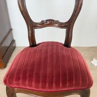 6 Sedie eleganti in legno massello con velluto