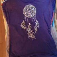 t-shirt donna simboli spirituali in oro/ argento