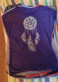 t-shirt donna simboli spirituali in oro/ argento