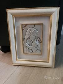 Quadro bassorilievo argento Madonna con Bambino