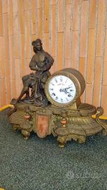 Orologio antico da tavolo in bronzo e marmo