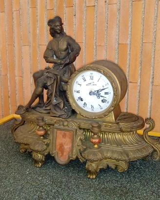 Orologio antico da tavolo in bronzo e marmo