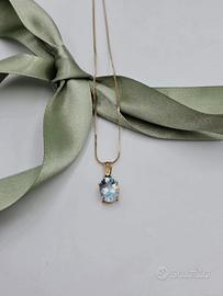 COLLANA ORO GIALLO ACQUA MARINA 2.5 CARATI
