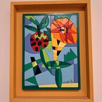 Ugo Nespolo acrilico su legno 18x24cm