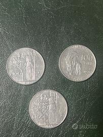 Lotto 3 Monete 100 Lire Repubblica Italiana