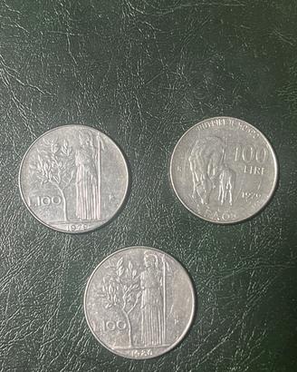 Lotto 3 Monete 100 Lire Repubblica Italiana