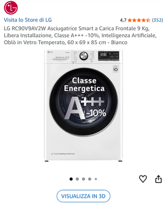 Asciugatrice LG RC90V9AV2W Smart A+++ -10%