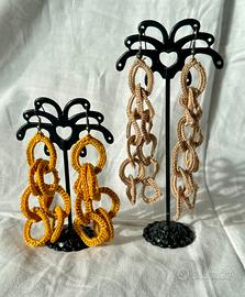 Precchini pendenti set 2 pz handmade uncinetto