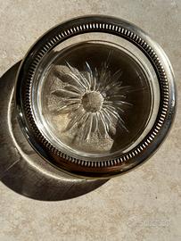 Set 6 bicchieri con piattini in vetro e argento