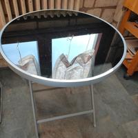 Tavolo rotondo in acciaio e vetro - pieghevole