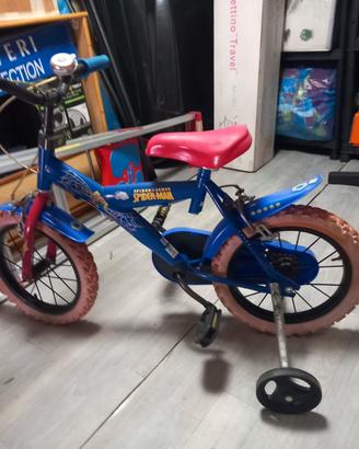 Bicicletta spiderman 14 " con rotelle 