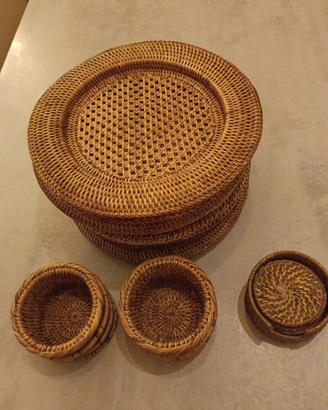 10 sottopiatti ed altro  Bamboo in rattan