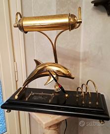 ANTICA LAMPADA MINISTERO SCULTURA BRONZO DELFINO