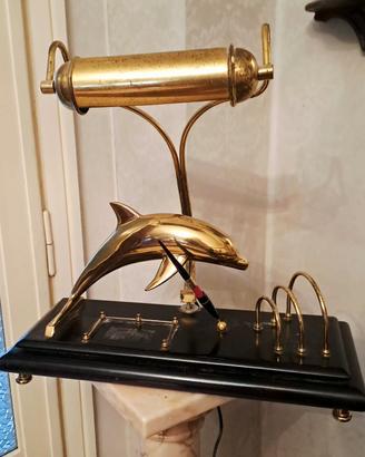 ANTICA LAMPADA MINISTERO SCULTURA BRONZO DELFINO