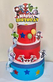Torta finta scenografica  tema Spidey 