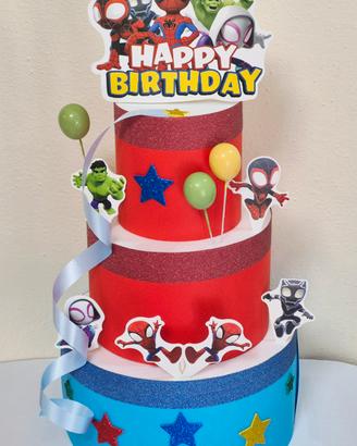 Torta finta scenografica  tema Spidey 