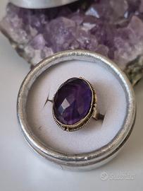 Anello antico in argento 925 con ametista