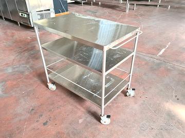 carrello da cucina a 3 ripiani in inox usato