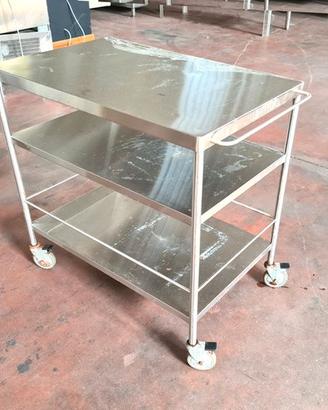carrello da cucina a 3 ripiani in inox usato