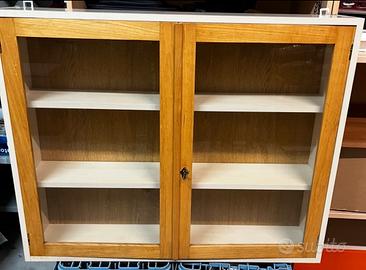 Vetrina espositore in legno e vetro con chiave