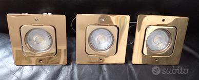 3 faretti da incasso vintage in ottone.