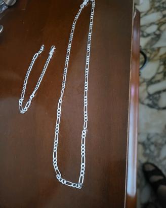Collana e bracciale  e argento  925 punzonato unis