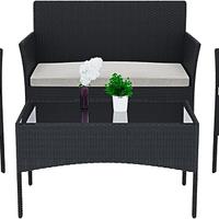 Set Mobili Giardino Rattan nero con Cuscini