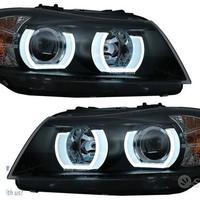 Coppia fari Xenon angel eyes TFL neri per BMW SERI
