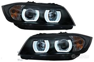 Coppia fari Xenon angel eyes TFL neri per BMW SERI