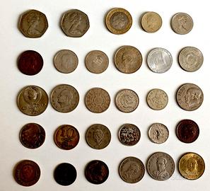 Lotto 29 monete straniere mondiali da collezione