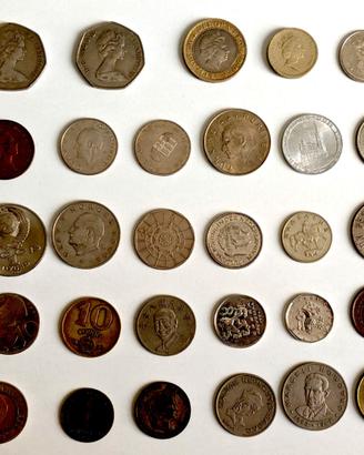 Lotto 29 monete straniere mondiali da collezione