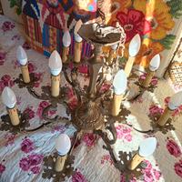 Lampadario Bronzo Massiccio Oro