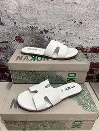 Ciabatte Donna Vera Pelle Bianca estive 36