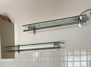 Mensola in vetro ed acciaio