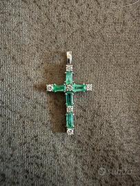Pendente in oro,diamnati e smeraldi (Prezzo tra)