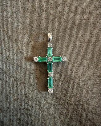 Pendente in oro,diamnati e smeraldi (Prezzo tra)
