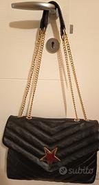 borsa in pelle nera rettangolare 