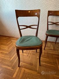 Sedie anni 60 con seduta pelle verde