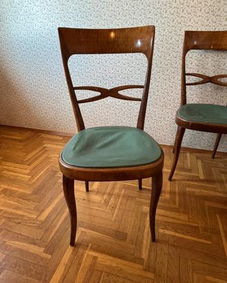 Sedie anni 60 con seduta pelle verde