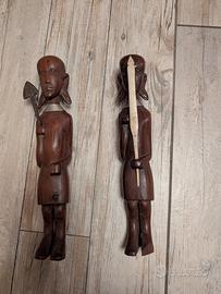 Statue ebano Guerrieri Africani antiche