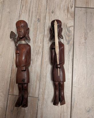 Statue ebano Guerrieri Africani antiche