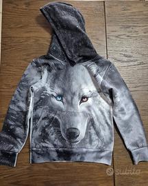 felpa con cappuccio immagine Lupo Funnycokid