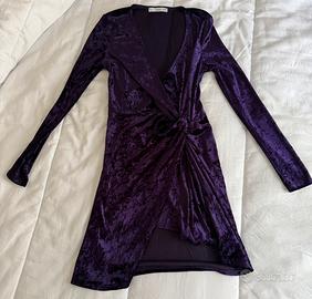 Vestito corto in velluto viola Mango - Taglia S