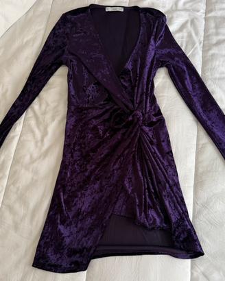Vestito corto in velluto viola Mango - Taglia S